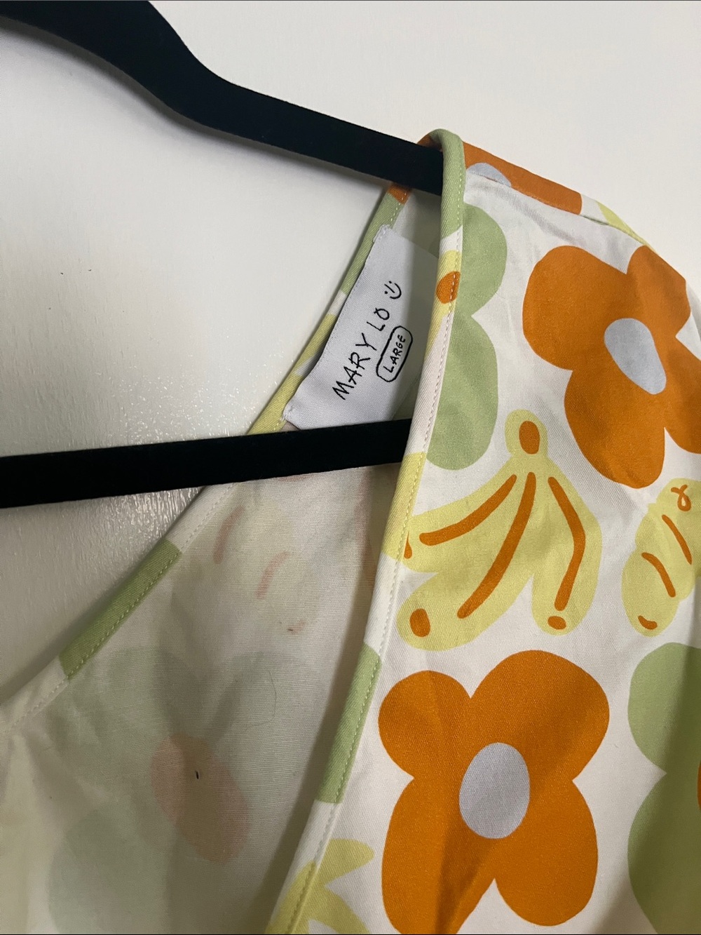 Floral Wrap Crop Top in White with Orange & Green - Picture 2 of 4